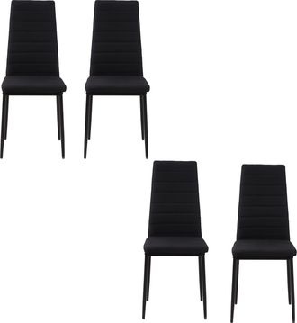 HOMCOM Set 4 Sedie Imbottite Per Cucina O Soggiorno In Metallo E Tessuto Nero - Homcom