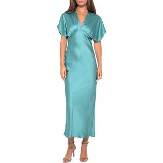 Adelyn Rae Dolman Sleeve Satin Cocktail Dress in Jade at Nordstrom, Size X-Small