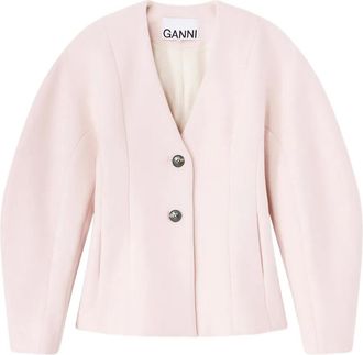 Ganni Giacca con scollo a V - Rosa