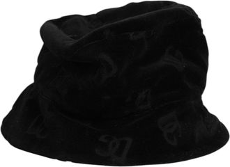 Dolce & Gabbana Mens Black Cotton Suede Bucket Logo Capello Hat