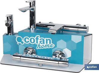 cofan Kit De Griferia + Expositor Modelo Matheson, Kit Expositor O Soporte Para Grifer&iacute;a Fabricado En Pvc (palboard) De La Marca Home. Con Capacidad Para 5 