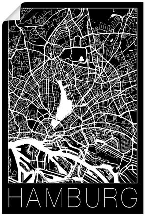 Artland Wandbild »Retro Karte Hamburg Deutschland Schwarz« Deutschland 1 Stk. tlg. als Alubild, Outdoorbild, Leinwandbild, Poster in verschied. Grössen