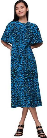 Whistles Painted Leopard Amelia Midi Dress in Blue/multi at Nordstrom, Size 14