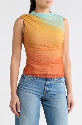 Desigual Ombr&eacute; Sleeveless Mesh Top in Orange at Nordstrom Rack, Size X-Large