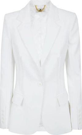 Elisabetta Franchi Double-layer Stretch Cr&ecirc;pe Jas - Dames - Blazers - Wit - XL - Satijn - Jassen
