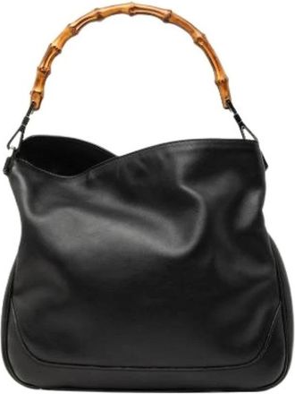 Gucci Pre-owned Bamboo Satchel - Dames - Vintage Handtas - Zwart - ONE Size - Leer - Vintage