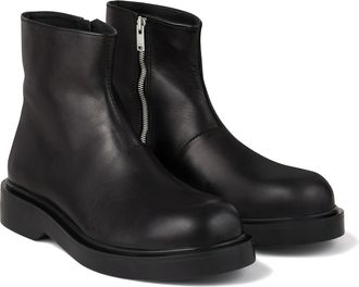 Sandro Zipped Leather Ankle Boots Size 44