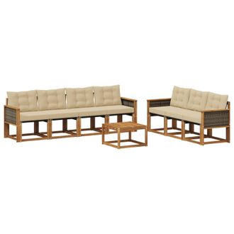 vidaXL Conjunto De Sof&aacute;s De Exterior Con Coj&iacute;n 8 Pcs Natural Y Beige Vidaxl