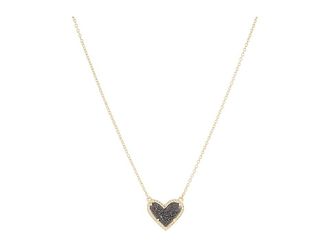 Kendra Scott Ari Heart Short Pendant Womens Necklace Womens Necklace Gold Black Drusy