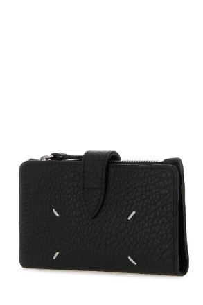 Maison Margiela Womens Black Leather Wallet Portafogli