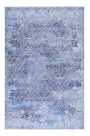 Wecon Home Alfombra tejida dise&ntilde;o de estampados cachemir tonos de azul 130x190