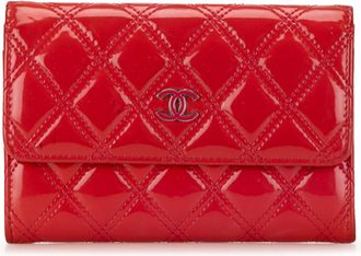 Chanel Red Patent Leather Brilliant Flap Wallet