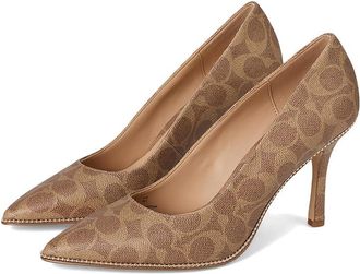 Coach Samantha Signature Coated Canvas Pumps High Womens Heels Tan : 9.5 M, Leather/Rubber