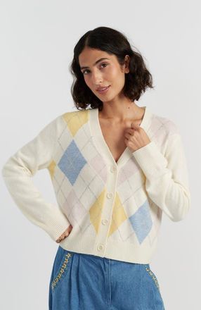 Chinti and Parker Wool-Cashmere Argyle Cardigan in Cream at Nordstrom, Size X-Large