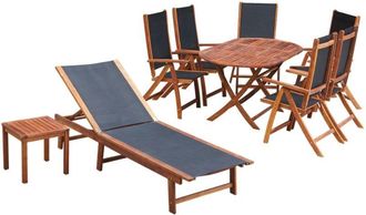 vidaXL 9 Piece Outdoor Dining Set with Cushions Solid Acacia Wood Vidaxl