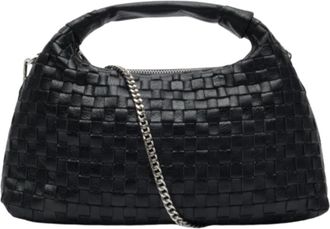 N&uacute;noo Tassen, Dames, Zwart, ONE Size, Katoen, Gevlochten Zwarte Crossbody Tas