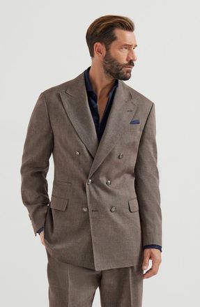 Brunello Cucinelli Chevron blazer in Hazelnut at Nordstrom, Size 58 It