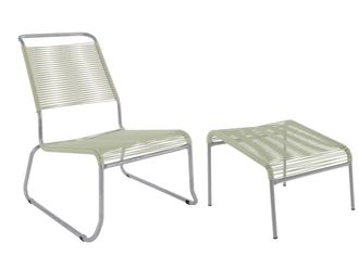 Schubiger M&ouml;bel Spaghetti-Kufen-Lounger-Hochlehner + Hocker S&auml;ntis