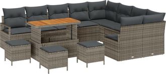 vidaXL Garden Sofa Set with Cushion 13 pcs Grey Poly rattan vidaXL