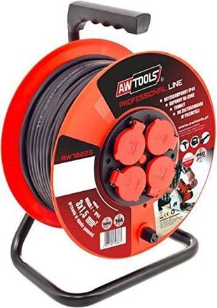 OEM Awtools Carrete De Cable Profesional Negro 50 Metros
