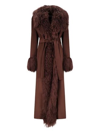 Giuseppe Di Morabito faux-fur collar belted coat - women - Artificial Fur - 40 - Brown