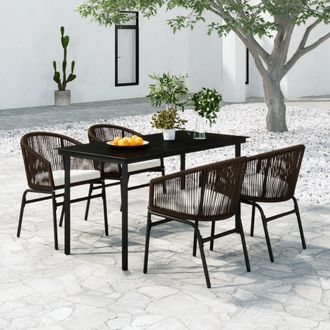 vidaXL Juego De Comedor De Jard&iacute;n 5 Piezas Con Cojines Marr&oacute;n Vidaxl