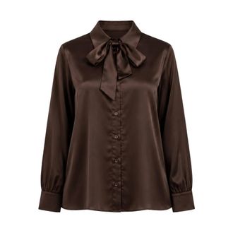 Yes-Zee Camicia con fiocco in vita - - Blouses & Shirts - Donna - Marrone - XL