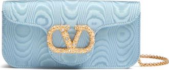 Valentino Garavani Womens Locò Moiré Fabric Clutch With Jewel Logo