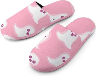 Generic Cute Ghost Pattern Mens House Slippers Slip Indoor Slipper On Shoes Warm Outdoor