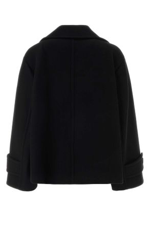 Chlo&eacute; Womens Virgin Wool Blend Coat Black Nylon