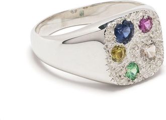 Bleue Burnham Sterling Silver Hanging Basket Sapphire Ring - Mens - Sterling Silver