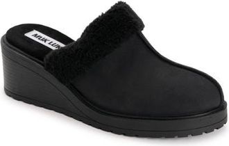 Muk Luks Sophia Faux Fur Trim Mule in Black at Nordstrom, Size 6.5