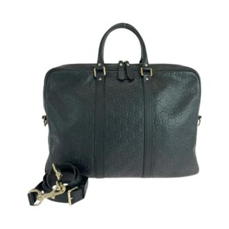 Gucci Vintage, unisex, Zwart, ONE Size, Leer, Pre-owned Leather Guccissima 2way Business Shoulder Bag