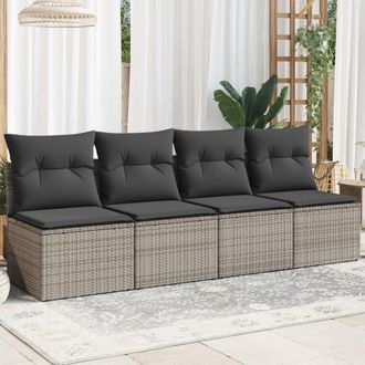 vidaXL Divano Da Giardino Con Cuscini 4 Posti Grigio In Polyrattan - Vidaxl