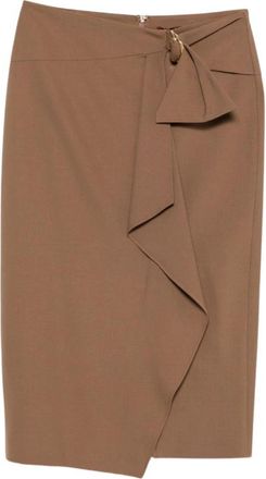 Max Mara Fenice Ruche Wikkelrok - Dames - Midirokken - Bruin - S - Wol - Rokken