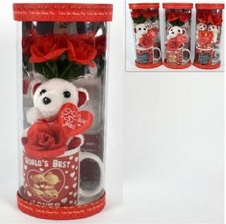 Trade Shop Trade Shop - Tazzone Tazza Con Orsetto Fiore In Box Regalo San Valentino 3 Modelli Assortiti