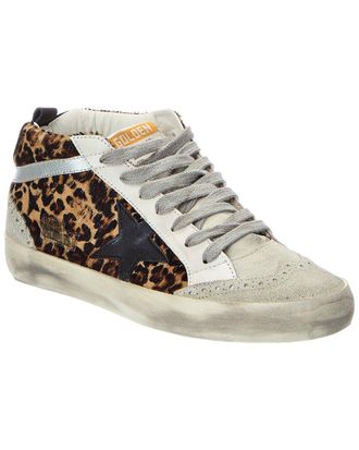 Golden Goose Mid Star Classic Leopard Horsy Leather & Suede Sneaker