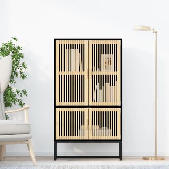 vidaXL Vidaxl - Aparador Alto Madera Contrachapada Negro 70x35x125 Cm