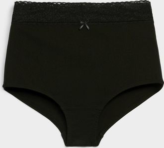 Miiyu Womens Lace trim stretch high-waist boyshort Organic cotton