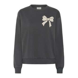 Kaffe Zwart Oester/Strik Sweatshirt met Voor Details - Dames - Sweatshirts - Grijs - XS - Katoen - Hoodies & sweatvesten