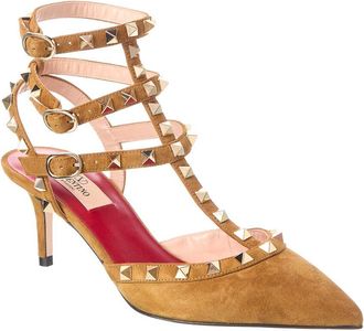 Valentino Rockstud 65 Caged Ankle Strap Suede Pump