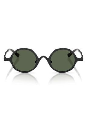 Emporio Armani 41mm Round Sunglasses in Matte Black/dark Green at Nordstrom