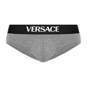 Versace Bottoms, male, Gray, Size: 2XL Logo Briefs
