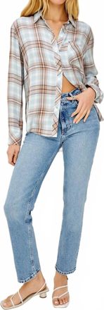 Rails Hunter Long Sleeve Plaid Shirt In Chambray Ivory Dune