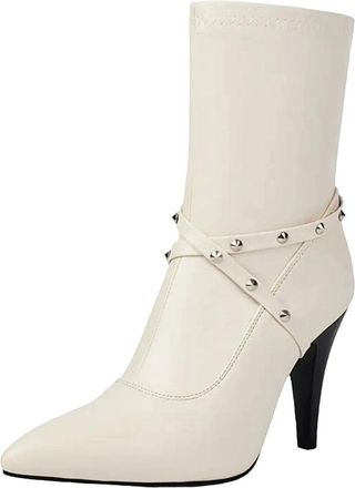 Generic Womens Sexy Mid Calf Boots Pointed Toe Super High Stiletto Heel Side Zipper With All-Over Glitter For Party Dating