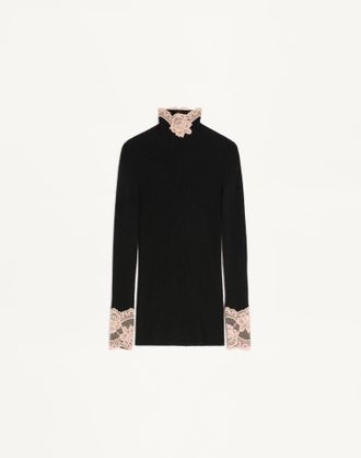Valentino Maglia In Cashmere Donna NERO/ROSE DUST S