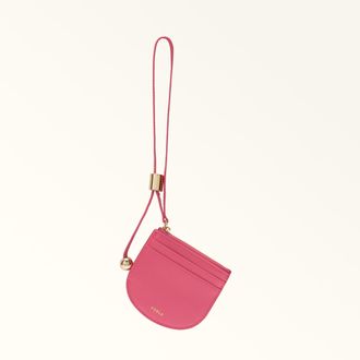 Furla Laura Card Case S Velvet Pink Pink Textured Leather Woman