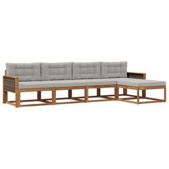 vidaXL Conjunto De Sof&aacute;s De Exterior 5 Pcs Natural Y Gris Claro Vidaxl
