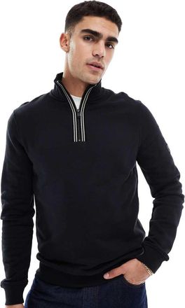 Barbour Lincoln - Felpa nera con collo a imbuto e bordi a contrasto-Nero