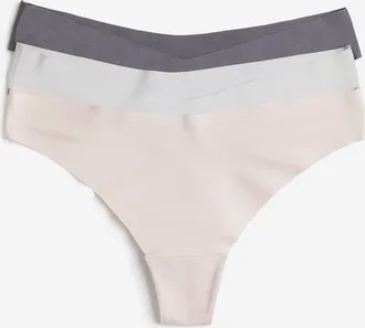 H&M 3er-Pack Unsichtbare Tangas - Puderrosa/Grau